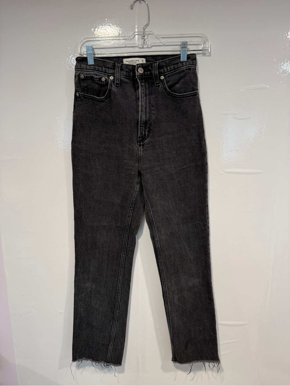 High-Rise Abercrombie and Fitch Straight Black Jeans